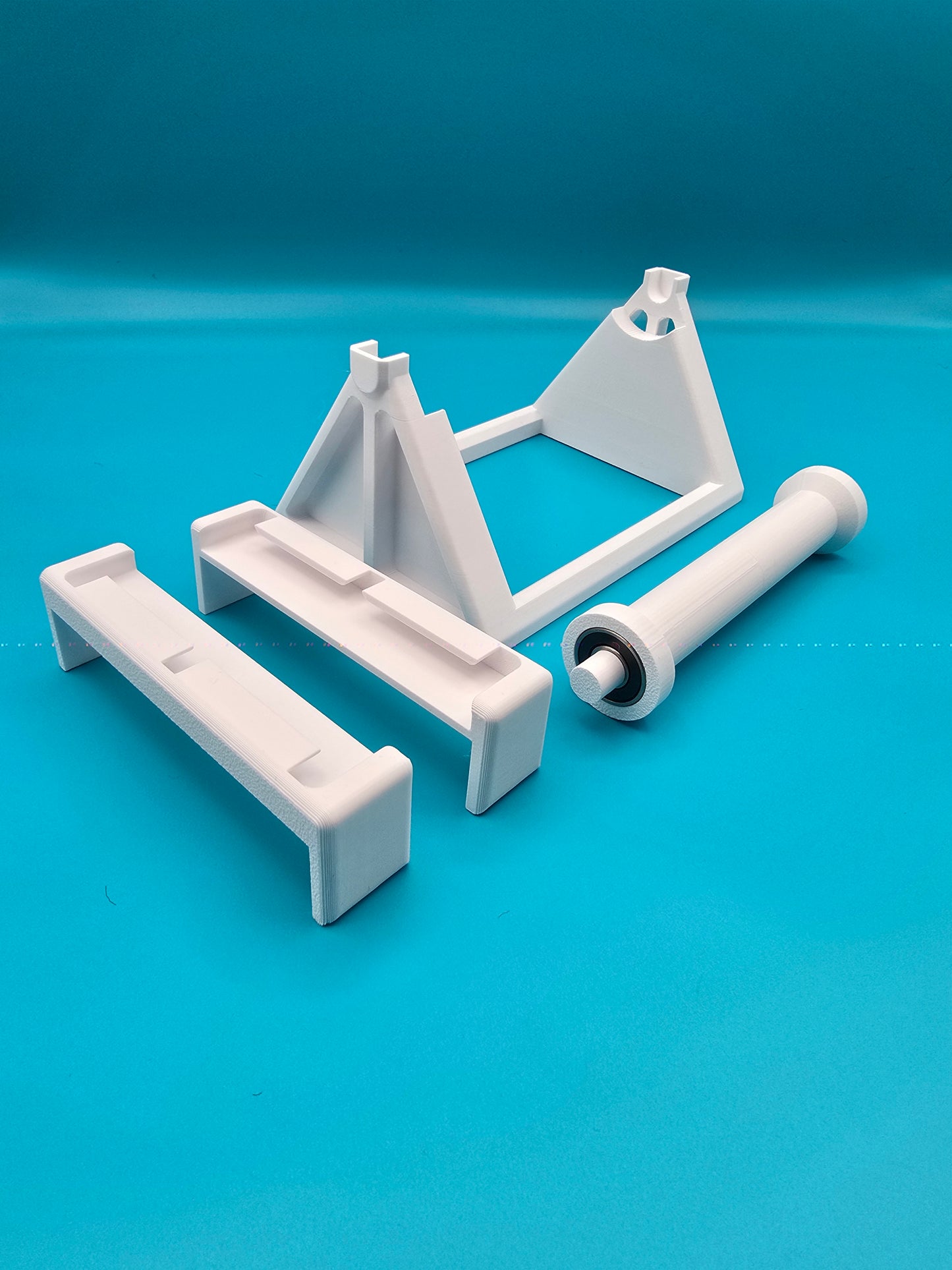 Custom 3D printed thermal printer roll spool stand for desktop shipping label printers