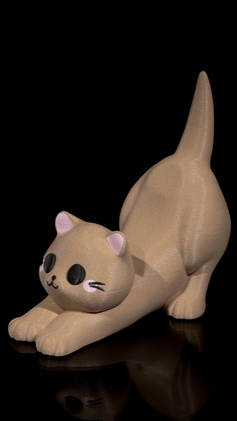 Purrfect Cat Multipurpose Holder - Adorable beige cat figurine designed by Tarbon Designs, perfect for holding small items or adding a touch of whimsy to any space.